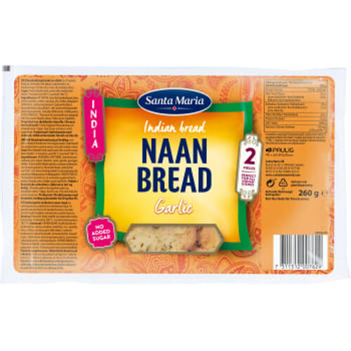 Naan Bread Garlic 260g Santa Maria