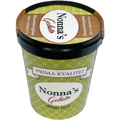 Nocciola Hasslnötsglass 500ml Nonnas Gelato