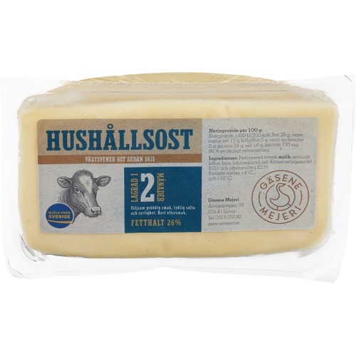 Hushållsost 26% ca 500g Gäsene Mejeri
