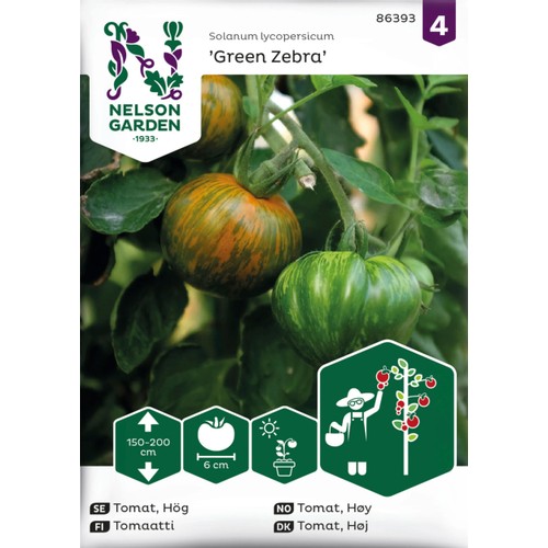 Tomat, Hög, Green Zebra Nelson Garden