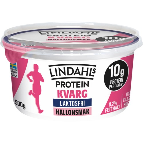 Kvarg Hallonsmak Laktosfri 0,2% 500g Lindahls