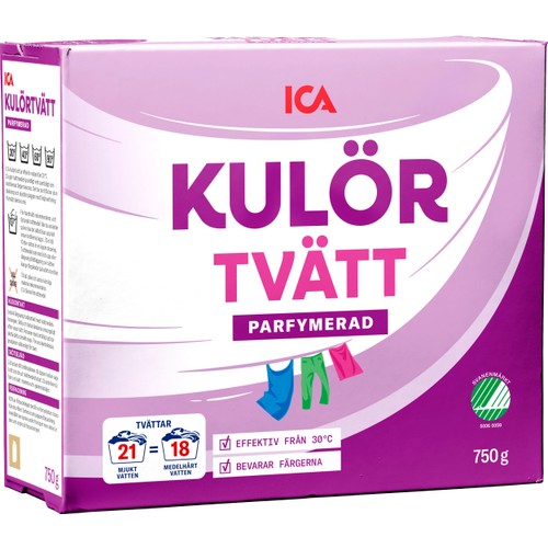 Tvättmedel pulver kulör 750g ICA