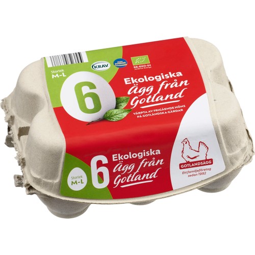 Ägg 6-p Ekologisk M/L KRAV Gotlandsägg