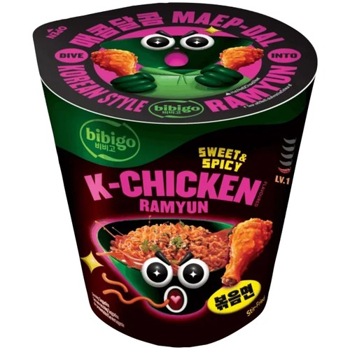 Snabbnudlar K-Chicken Sweet & Spicy 97g Bibigo
