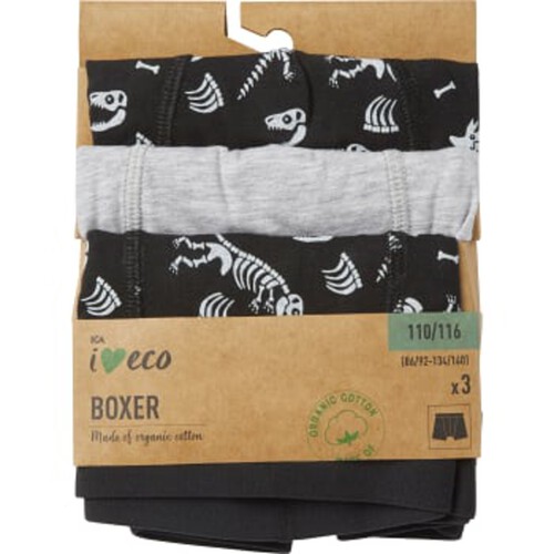 Boxer Axel 3p svart aop 98/104 ICA I love eco