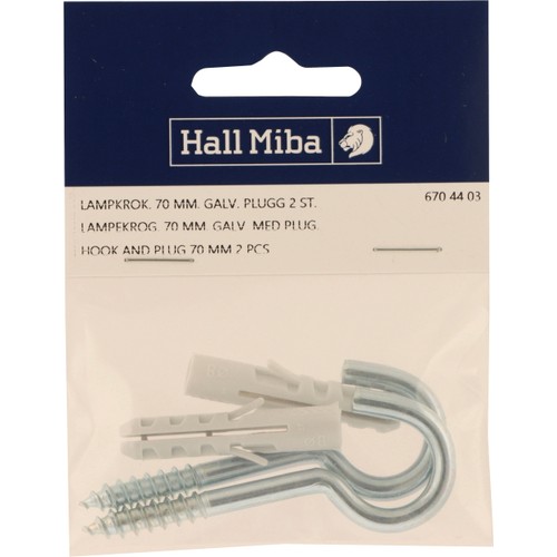 Lampkrok med plugg 70mm 2-p Hall Miba