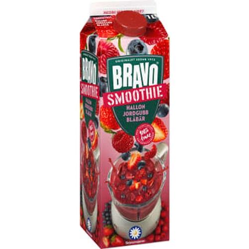 Smoothie Hallon, jordgubb & blåbär 1l Bravo