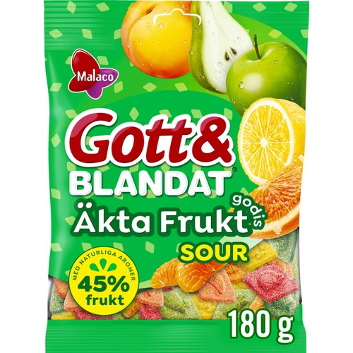 Godispåse Äkta Frukt Sour Gott & Blandat 180g Malaco
