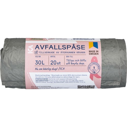 Avfallspåse 30L 20st Rosa Bandet ICA