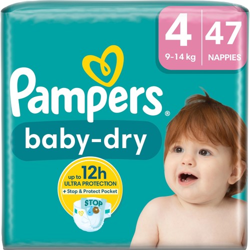 Blöjor Baby Dry Strl 4 9-15kg 47-p Pampers