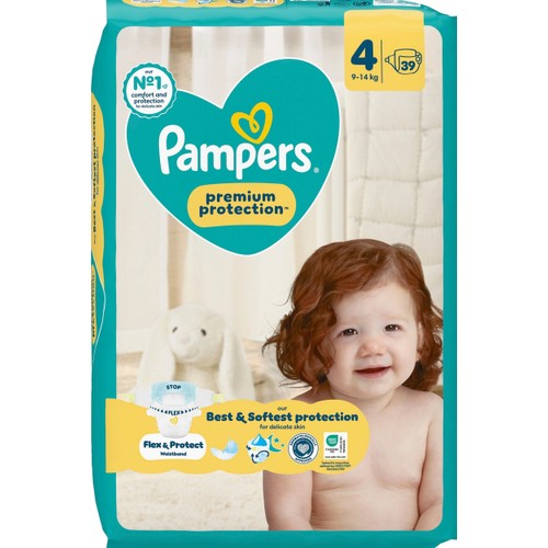 Blöjor Premium Protection Strl 4 9-14kg VP 39p Pampers