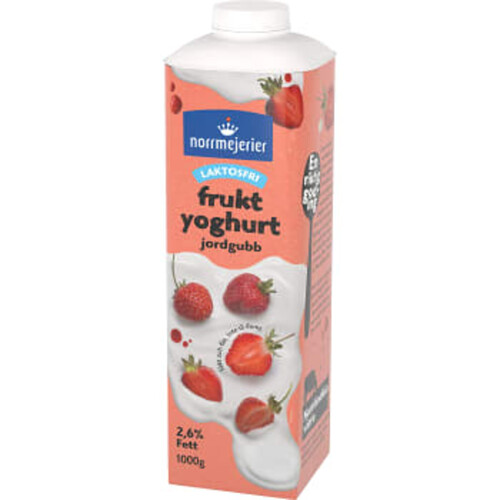 Yoghurt Jordgubb 2,6% Laktosfri 1000g Norrmejerier