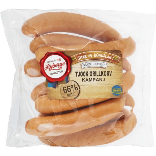 Grillkorv Tjock 66% Kötthalt 840g Rybergs