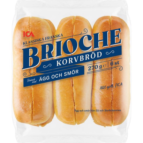 Brioche Korvbröd 6-p 270g ICA