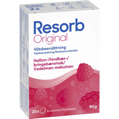 Vätskeersättning Hallon 2-p 20st 90g Resorb