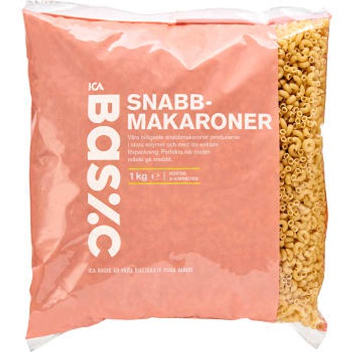 Snabbmakaroner 1kg ICA Basic