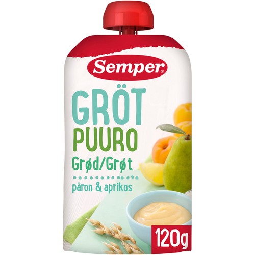Gröt med päron & aprikos Från 6m 120g Semper