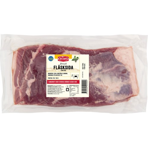 Fläsksida Färsk Benfri utan svål ca 1,5kg Scan
