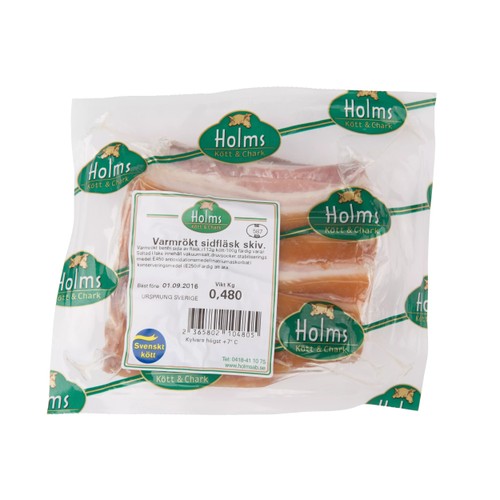 Sidfläsk Varmrökt skivad ca 500g Holms Kött & Chark