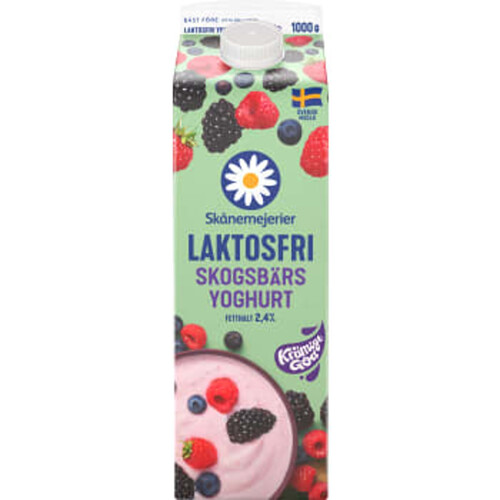Yoghurt Skogsbär Laktosfri 2,4% 1000g Skånemejerier