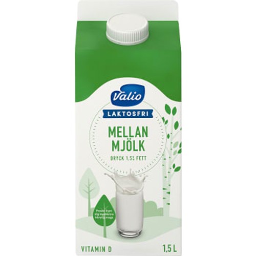 Mellanmjölk Laktosfri 1,5% 1,5l Valio Eila
