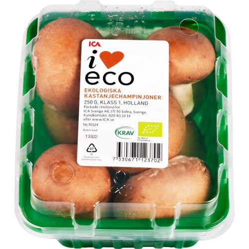 Kastanjechampinjoner Ekologiska 250g KRAV Klass 1 ICA I love eco