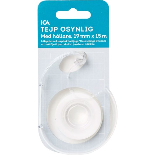 Osynlig tejp med hållare. 19mm x 15m