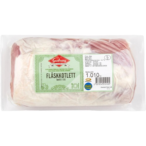 Fläskkotlett Benfri I Bit ca 1000g Gudruns