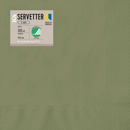 Servett 50p 40cm grön ICA