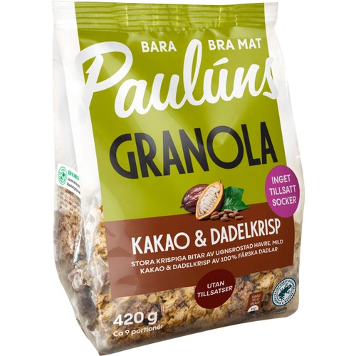Granola Kakao & Dadelkrisp 420g  Pauluns