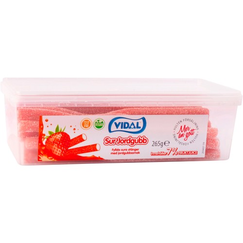 Godis Fyllda Sura Stänger Med Jordgubbssmak 265g Vidal