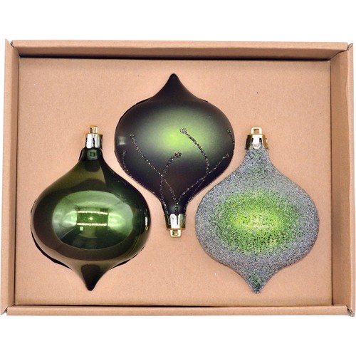 Julkula glas 8cm 3-p grön Festive