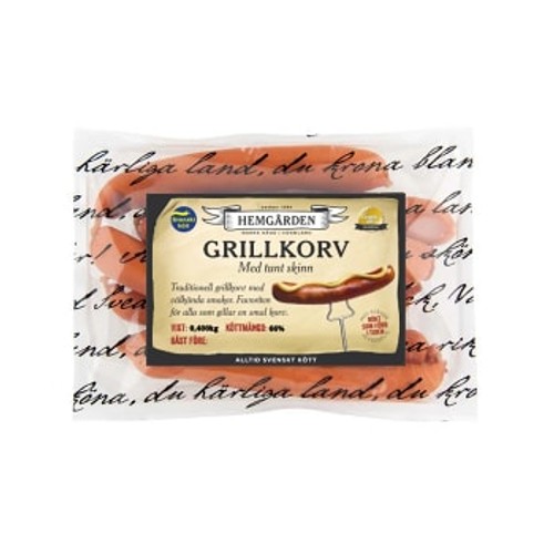 Grillkorv med tunt skinn 400g Hemgården