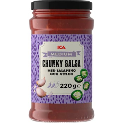 Chunky salsa med jalapeño & vitlök Medium 220g ICA