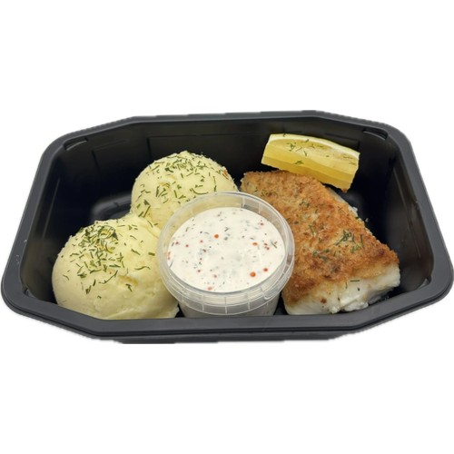 Pankopanerad sej med potatismos och romsås ca 445g