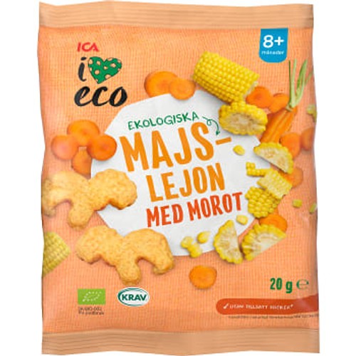 Barnsnacks Majs morot ekologisk 20g ICA i love eco