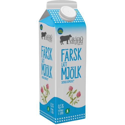 Lättmjölk 0,5% 1l Grådö Mejeri
