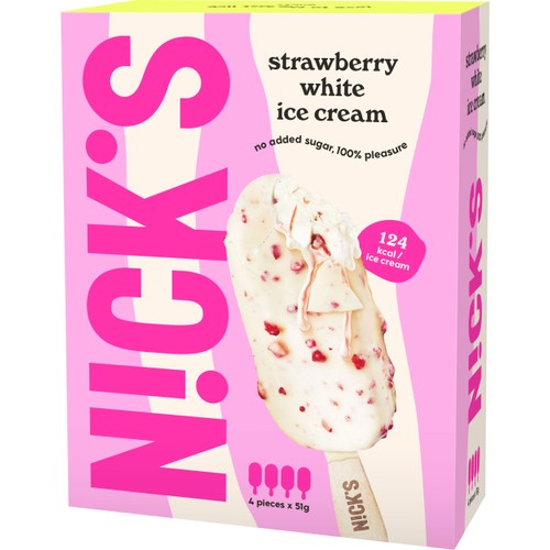 Glasspinne Strawberry white 4-p Nick´s
