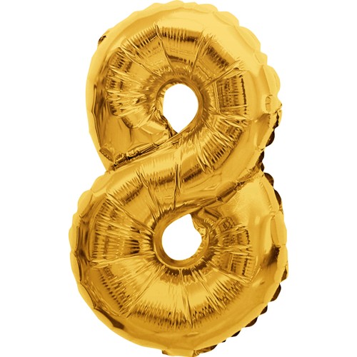 Folieballong Nr 8 Guld Happy Party