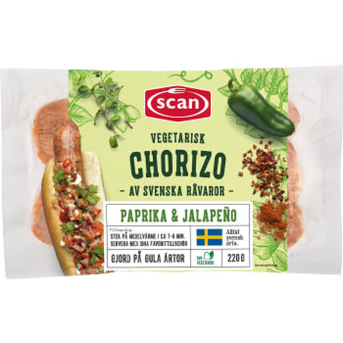 Chorizo paprika jalapeno vegetarisk 220g Scan