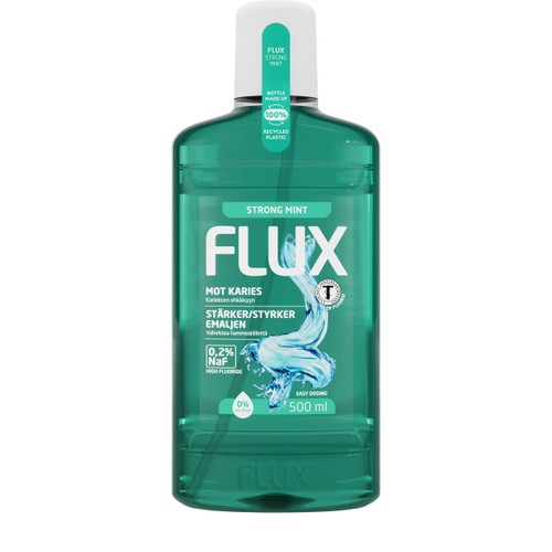 Munskölj Strong Mint 0,2% fluor 500ml FLUX