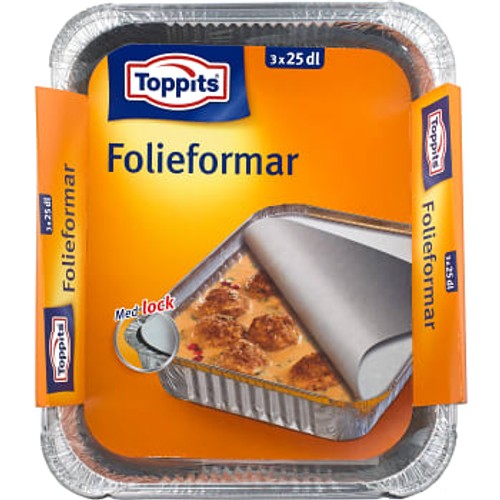 Folieformar med lock 25dl 3-p Toppits