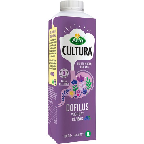 Yoghurt Dofilus Blåbär 1,4% Laktosfri 1000g Arla Cultura®