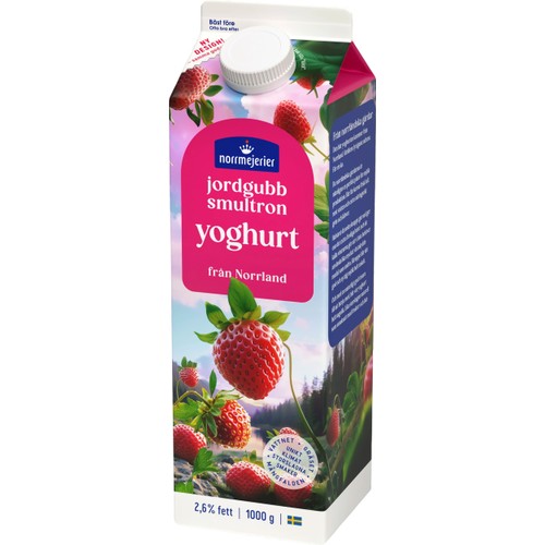 Fruktyoghurt Jordgubb Smultron 2,6% 1000g Norrmejerier