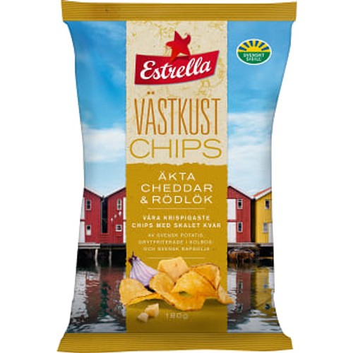 Västkustchips Cheddar & rödlök 180g Estrella