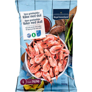 Räkor med skal Fryst 1kg Royal Greenland