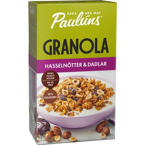 Granola Hasselnötter & Dadlar 450g Paulúns