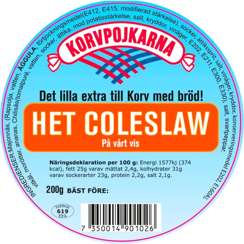 Coleslaw Het 200g Korvpojkarna