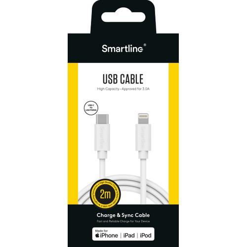 USB-C till Lightning 2m vit Smartline