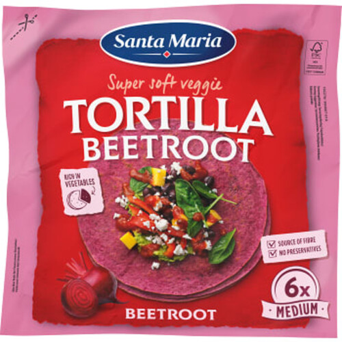 Tortilla Beetroot Medium 6-p 240g Santa Maria